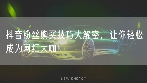 抖音粉丝购买技巧大解密，让你轻松成为网红大咖！