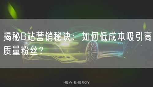 揭秘B站营销秘诀：如何低成本吸引高质量粉丝？