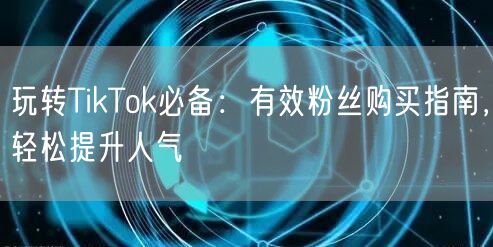 玩转TikTok必备：有效粉丝购买指南，轻松提升人气