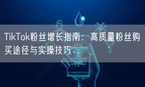 TikTok粉丝增长指南：高质量粉丝购买途径与实操技巧