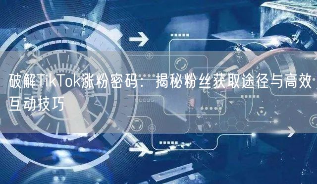破解TikTok涨粉密码：揭秘粉丝获取途径与高效互动技巧
