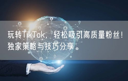 玩转TikTok，轻松吸引高质量粉丝！独家策略与技巧分享。