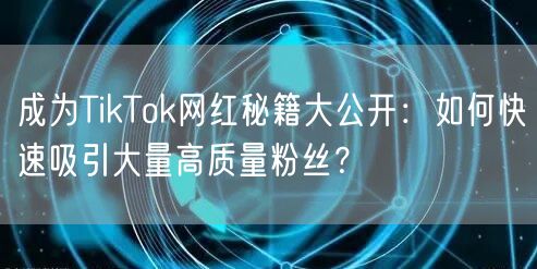成为TikTok网红秘籍大公开：如何快速吸引大量高质量粉丝？