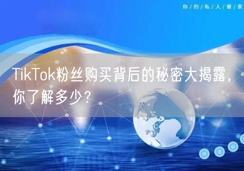 TikTok粉丝购买背后的秘密大揭露，你了解多少？