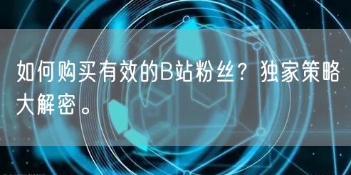如何购买有效的B站粉丝？独家策略大解密。