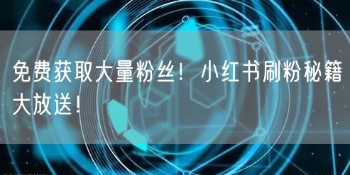 免费获取大量粉丝！小红书刷粉秘籍大放送！