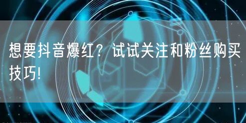想要抖音爆红？试试关注和粉丝购买技巧!