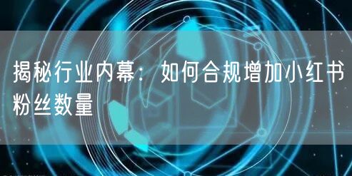 揭秘行业内幕：如何合规增加小红书粉丝数量