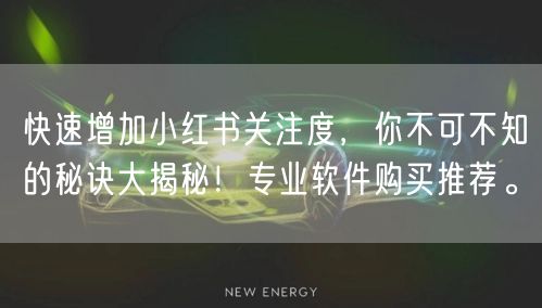 快速增加小红书关注度，你不可不知的秘诀大揭秘！专业软件购买推荐。