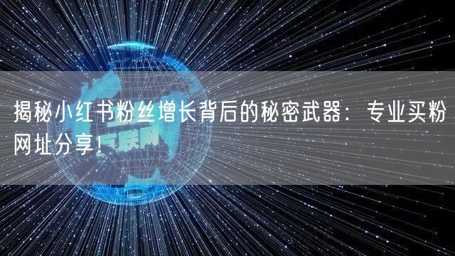 揭秘小红书粉丝增长背后的秘密武器：专业买粉网址分享！