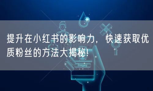 提升在小红书的影响力，快速获取优质粉丝的方法大揭秘!