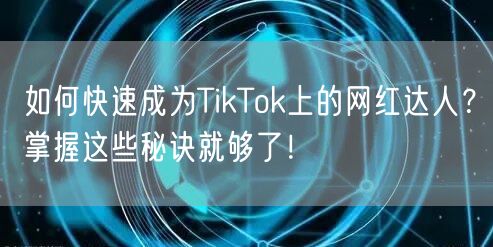 如何快速成为TikTok上的网红达人？掌握这些秘诀就够了！